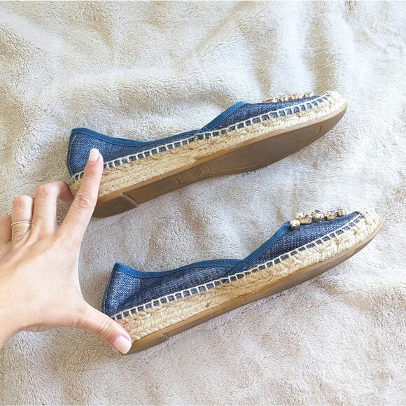Russell & Bromley Denim Blue Embellished Espadrilles Flats, size 39 - Picture 6 of 8